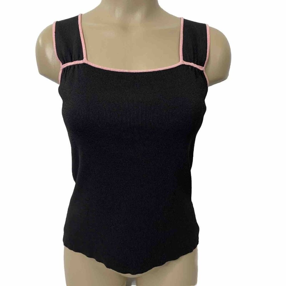Emma & James Liz Claiborne Fine Knit Sleeveless Tank Top Womens size Small Black